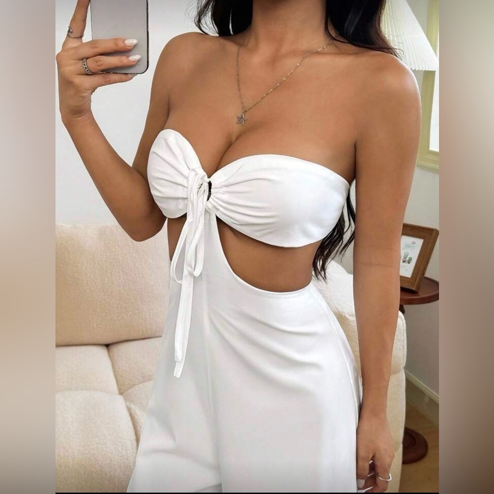 NWOT SHEIN White Strapless Jumpsuit - Picture 6 of 7